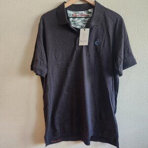 Robert Graham Polo Shirt Mens Medium Black Stone Trail Classic Fit Supima Cotton